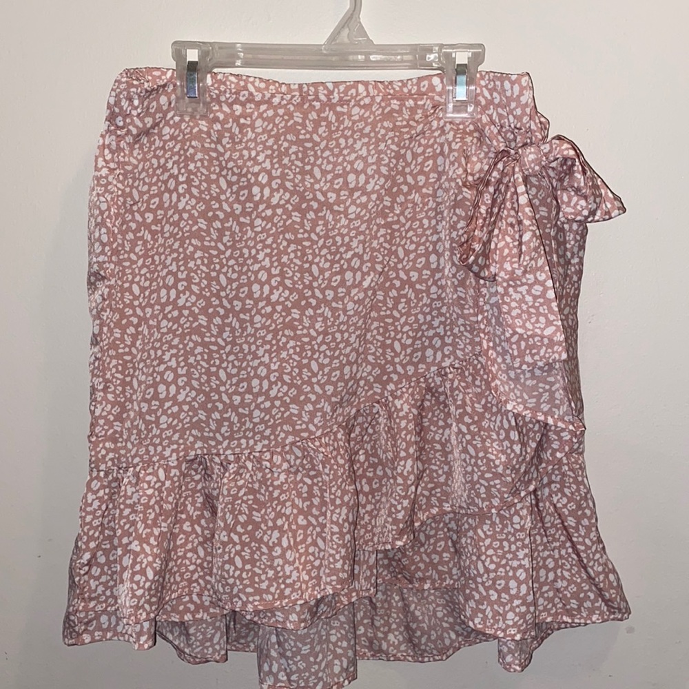 pink and white leopard wrap skirt